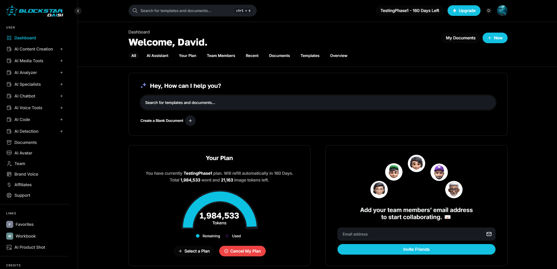 Image of BlockStar Daisi dashboard